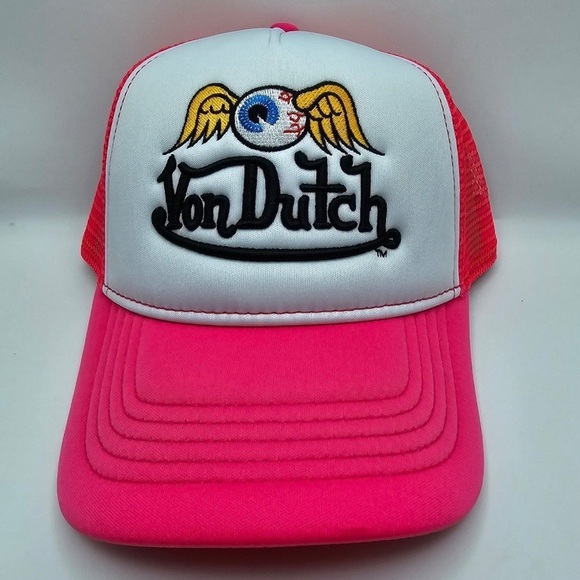 Von Dutch Hot Pink Flying Eyeball Wordmark Cap/ Trucker HatLimitedNEW/NWT!
